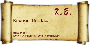 Kroner Britta névjegykártya